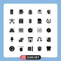 Group of 25 Solid Glyphs Signs and Symbols for brain graduation files degree gulf Editable Vector Design Elements