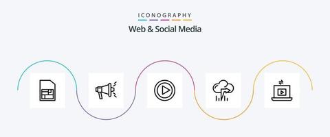 Web And Social Media Line 5 Icon Pack Including laptop . left. arrow . vector