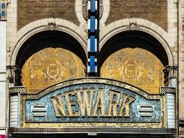 Newark, NJ - Sept 21, 2019 -  Historic marquee of the Paramount Theater on Market Street in Newark, New Jersey. photo