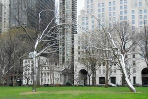 Stainless steel tree sculptures in Madison Square Park in New York City photo