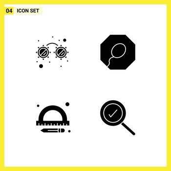Group of 4 Solid Glyphs Signs and Symbols for fancy glasses found father ruler Layer 1 Editable Vector Design Elements