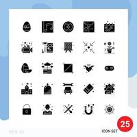 Pictogram Set of 25 Simple Solid Glyphs of chart package songs e ux Editable Vector Design Elements