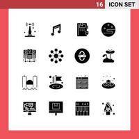 Set of 16 Modern UI Icons Symbols Signs for shared database server music weather moon Editable Vector Design Elements