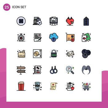 Mobile Interface Filled line Flat Color Set of 25 Pictograms of military ecommerce profile commerce e commerce Editable Vector Design Elements