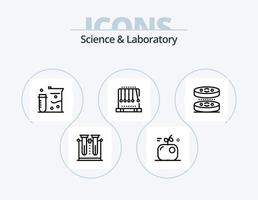 paquete de iconos de línea científica 5 diseño de iconos. . Ciencias. ADN laboratorio. química vector