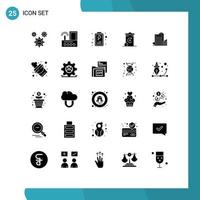 Group of 25 Modern Solid Glyphs Set for building energy wifi recycling user Editable Vector Design Elements