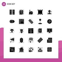 Pictogram Set of 25 Simple Solid Glyphs of avatar points in path bowls Editable Vector Design Elements