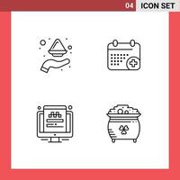 Mobile Interface Line Set of 4 Pictograms of hand taxi india calender website Editable Vector Design Elements