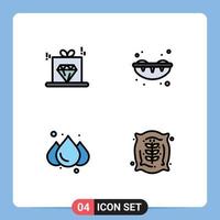 Pictogram Set of 4 Simple Filledline Flat Colors of diamond weather rate summer bag Editable Vector Design Elements