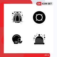 Pack of 4 Modern Solid Glyphs Signs and Symbols for Web Print Media such as india football generic money generic protective Editable Vector Design Elements