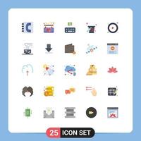 Set of 25 Commercial Flat Colors pack for player control love paint bucket bucket Editable Vector Design Elements