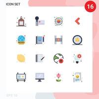 Universal Icon Symbols Group of 16 Modern Flat Colors of left back recording arrow management Editable Pack of Creative Vector Design Elements