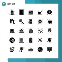 Pack of 25 Modern Solid Glyphs Signs and Symbols for Web Print Media such as short stick home golf online Editable Vector Design Elements