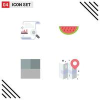 Universal Icon Symbols Group of 4 Modern Flat Icons of chart grid search melon city Editable Vector Design Elements