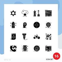 16 Creative Icons Modern Signs and Symbols of battery sound bathroom module rack Editable Vector Design Elements