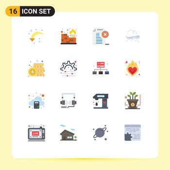 Modern Set of 16 Flat Colors and symbols such as currency fly delete document airplane air Editable Pack of Creative Vector Design Elements