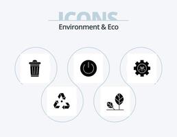 medio ambiente y eco glifo icon pack 5 diseño de iconos. ambiente. ecología. hoja. ecológico poder vector