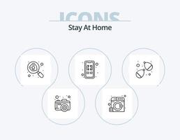 Stay At Home Line Icon Pack 5 Icon Design. wash. laundry. work. clothes. fry vector