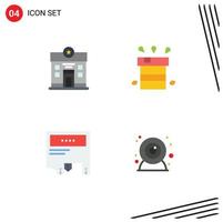 4 Thematic Vector Flat Icons and Editable Symbols of city ad stare miscellaneous marketing Editable Vector Design Elements