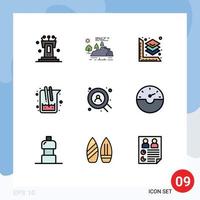 Stock Vector Icon Pack of 9 Line Signs and Symbols for web study rain science chemistry Editable Vector Design Elements