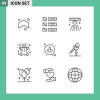 Group of 9 Outlines Signs and Symbols for arrows gingerbread men ui cookie fire Editable Vector Design Elements