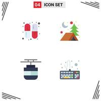 Editable Vector Line Pack of 4 Simple Flat Icons of capsule vehicles adventure tram hardware Editable Vector Design Elements