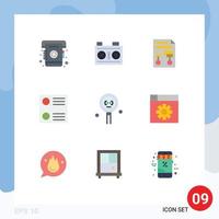 Modern Set of 9 Flat Colors Pictograph of development coding graph radio button document Editable Vector Design Elements