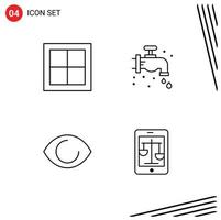 4 Line concept for Websites Mobile and Apps apartment eye interior mechanical human Editable Vector Design Elements