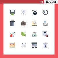 16 Universal Flat Color Signs Symbols of person growth halloween recycling bin media Editable Pack of Creative Vector Design Elements