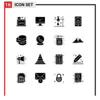 Set of 16 Commercial Solid Glyphs pack for coins bug laboratory security science lab Editable Vector Design Elements