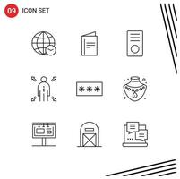 Modern Set of 9 Outlines Pictograph of key opportunity computers man hardware Editable Vector Design Elements