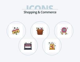 Shopping And Commerce Line Filled Icon Pack 5 Icon Design. list. connection. auction. internet. global vector