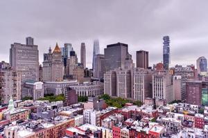 Manhattan skyline view in the evening as dusk approaches. photo