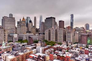 Manhattan skyline view in the evening as dusk approaches. photo