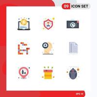 9 Thematic Vector Flat Colors and Editable Symbols of bill human photo head dashboard Editable Vector Design Elements