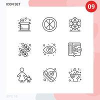 Set of 9 Commercial Outlines pack for search nature window leaves canada Editable Vector Design Elements