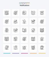 Creative Notifications 25 OutLine icon pack  Such As technology. message. message. alert. message vector