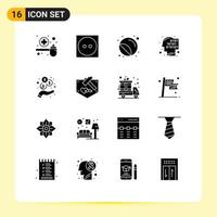 16 Universal Solid Glyphs Set for Web and Mobile Applications recognition code tumble dry binary printing Editable Vector Design Elements