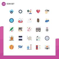 25 User Interface Flat Color Pack of modern Signs and Symbols of application technology depose human ribbon Editable Vector Design Elements