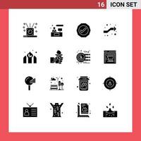 paquete de iconos de vector de stock de 16 signos y símbolos de línea para flechas de intersección logística derecha de asia elementos de diseño de vector editables