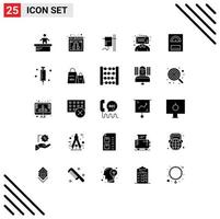 Group of 25 Modern Solid Glyphs Set for heater influencer healthcare broadcasting blogger Editable Vector Design Elements