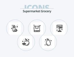 paquete de iconos de línea de supermercado 5 diseño de iconos. pastel. carne. comida. pierna. hueso vector