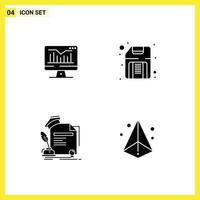 Set of 4 Modern UI Icons Symbols Signs for computer degree monitor floppy award Editable Vector Design Elements