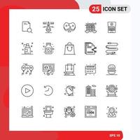 Pack of 25 Modern Lines Signs and Symbols for Web Print Media such as computing history care files soap Editable Vector Design Elements