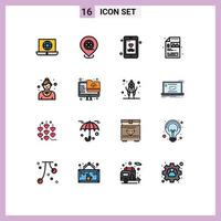 Set of 16 Modern UI Icons Symbols Signs for restaurant catering father image process Editable Creative Vector Design Elements