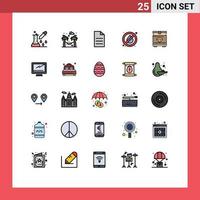 Universal Icon Symbols Group of 25 Modern Filled line Flat Colors of gaming treasure file camping no fire Editable Vector Design Elements