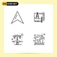 Pack of 4 creative Filledline Flat Colors of location lamp blueprint construction street Editable Vector Design Elements