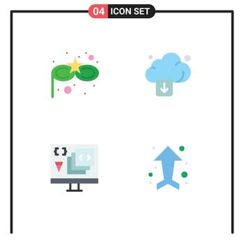 paquete de iconos planos de 4 símbolos universales de máscara de carnaval desarrollar tecnología en la nube programación elementos de diseño vectorial editables vector