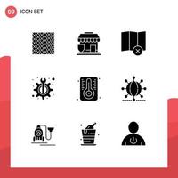 Universal Icon Symbols Group of 9 Modern Solid Glyphs of fix support protection maintenance delete Editable Vector Design Elements