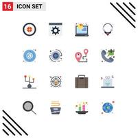 Modern Set of 16 Flat Colors and symbols such as address jewelry programming gem analytics Editable Pack of Creative Vector Design Elements